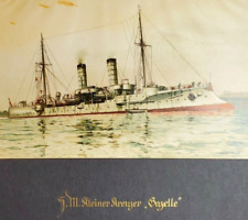 WW1 German Imperial Navy SMS Gazelle Marine war print original ship cruiser boat picture