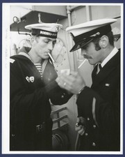 Soviet Navy and US Navy Petty Officers Sharing a Light  8x10 Official USN Photo