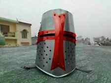 Medieval Brass Templar Crusader Helmet SCA LARP Great Helmet Knight X-MASS picture