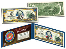US MARINES WWII Vintage Genuine Legal Tender Colorized U.S. $2 Bill picture