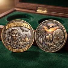 Native Heritage Indian Chief Eagle Souvenir Coin American Gift