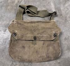 WWII WW2 US Army 1944 Transitional Gas Mask Carrier Bag Vintage Canvas Messenger picture