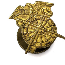 WWII US Army Officer Eagle Quartermaster Key Sword Lapel Pin Badge Screw Back 6H picture