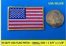 SMALL USA AMERICAN FLAG EMBROIDERED PATCH IRON-ON SEW-ON GOLD BORDER 1¾