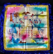 Vintage U.S. Navy, Fringed Satin Pillow Cover, 