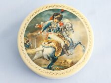 Vintage Metal Box Painting French Napoleon Cavalry Soldier Waterloo Gericault picture