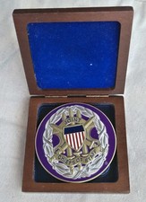 Large 3" Joint Chiefs of Staff JCS Presentation Medallion w/ Wooden Display Box