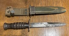 ORIGINAL WW2 US M3 CASE EARLY BLADE MARKED TRENCH KNIFE AND M8 SHEATH picture