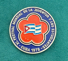 1978 Cuba XI World Festival Youth Students Cuban Enamel Pin Badge Vintage