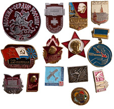 Vintage Russian Military Hat Cap Pin Pins Badge Lot 13 Mockba Lenin Olympics VTG