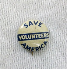 WWII Home Front Save American Volunteers Pin Pinback Union Made