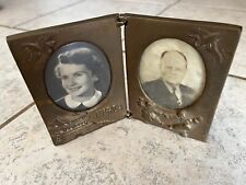 BRASS FOLD-OUT PHOTO FRAME, MADE IN KOREA, 1940's-50's. picture