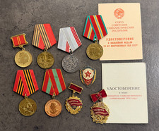 Soviet Russian USSR Medal Set With Documents Socialist 9pc mix 