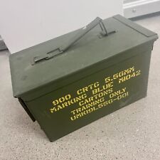 US Military Metal Empty Ammo Can Box 900 Cartridges 5.56MM Marking Blue M1042 picture