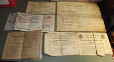 Vintage Paper Emphemera-War Ration Books,1944 Tire Cert, 1911 Birth Certificate