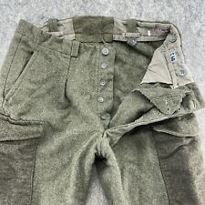 VINTAGE Swedish ARMY Pants Mens 34x30 Green Wool Cargo Serge Button Fly 40s 60s picture