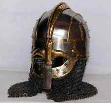 Viking Steel Helmet Armor Medieval Helmet With Chain mail Hand Forged 20 Gage picture
