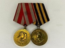 Original WW2 Soviet 2 Piece Medal Bar Victory Over Germany, 40th Anniv Revol