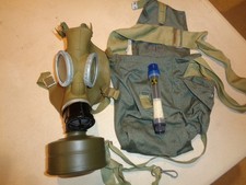 Vintage Military Issue Soldiers Gas Mask with Filter, Great for Decoration