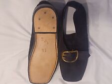Colonial Buckle Shoes -Rough Out, Black Leather Shoes with Buckles - Size 11 1/2 picture