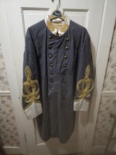 Reproduction Civil War Confederate Gray Frock Coat w/ Gold Cuffs & Epaulets