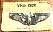 WW2  Sterling Silver Bombardier  Aviation Wings Pin Back  SEE STORE WW2 MEDALS