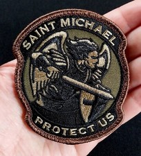 Protect US St. Michael Tactical Combat Hook Badge Morale Military Patch - FOREST