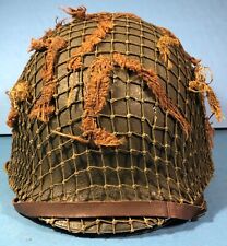 Original WWII M1 Helmet w/ Camo Cover, 907th Parachute Field Artillery, VG Cond. picture
