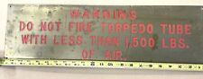 WW2 Submarine Torpedo Sign  Brass Plate Sign US Sub WWII  picture