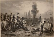 Vintage Engraving General Howe Evacuating Boston picture
