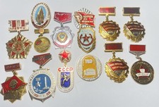 Fourteen (14) Original Soviet Russia Military / Civil Medals Badges
