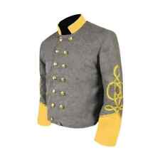 US Civil War Confederate Cavalry Major Shell Jacket 3 row of Gold Braid All Size picture