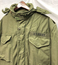 1980 US Navy M-65 Field Jacket w/Liner & Hood Men's Size M Olive Green picture