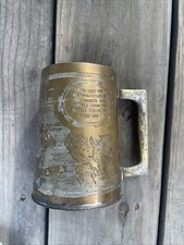 Vintage Brass WWII Salvaged Brass Tankard Trench Art Stein ATC Routes.