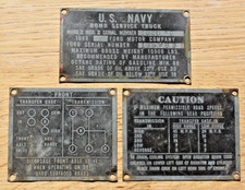 US Navy Bomb Service Truck Serial Number VIN Gear Speed Plates Ford 1943 WWII