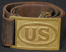 Indian Wars US Army Pattern 1874 Leather Belt & U.S. Brass Buckle 'Hallmarked' picture