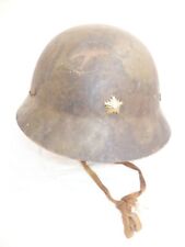 WW2 Japanese iron Helmet with cap badge, liner, chin strap , Dent  Original picture