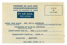 1944 letter on German prisoner of war sheet to American at Adak Island, Alaska picture