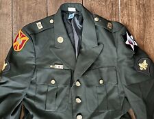 DeRossi & Son Green Army Jacket Dress Blazer Size 39R w/ Pins & Patches picture