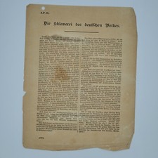 WWI Allied Leaflet AP 51 – Die Sklaverei des deutschen Volkes (German) Original