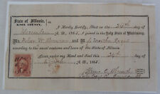 1865 Civil War Era Marriage License Knox County, Illinois W/Tax Stamp picture