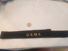 WWII USMS Maritime Service Cap Tally/ Flat Hat Ribbon 27 inch MINT picture
