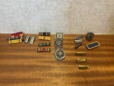 WWII WW2 Lot of 22 Ribbon Bars, Pinbacks, Marksmanship Badges Some Sterling picture