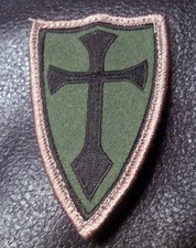 CROSS CRUSADER SHIELD EMBROIDERED 3.0 INCH ODA TACTICAL COMBAT HOOK PATCH