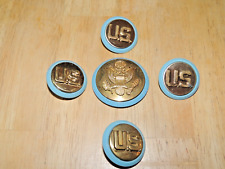 Vintage US Military Army Hat Pin Badge w/ Eagle E. Pluribus Unum + 4 U.S. Pins picture