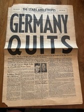 Original 1945 Stars & Stripes Newspaper May 8 VE Day “GERMANY QUITS” WWII