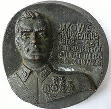 Bronze Plaque Bust Relief of Soviet WWII General Smushkevich from Lithuania