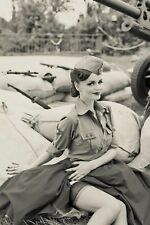 beautiful woman in uniform at the front WW2 Photo Glossy 4*6 in S006 picture