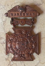 RARE ANTIQUE NY NATIONAL GUARD MARKSMAN MEDAL BY TIFFANY & CO - 6 YEAR BAR