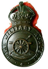 Royal Military Academy Original Cap Badge KC Bronze Antique Genuine